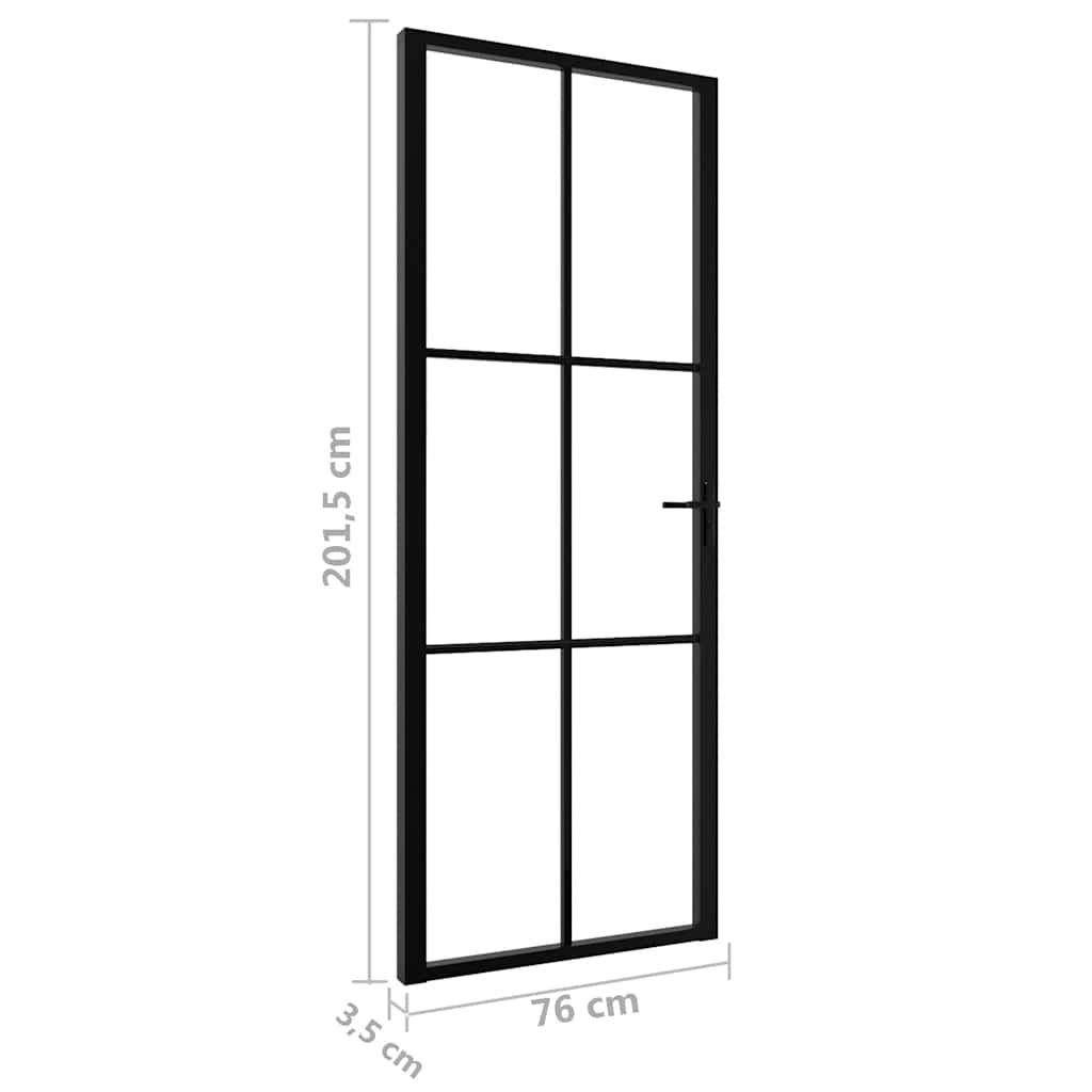 Innerdør ESG-glass og aluminium 76x201,5 cm svart