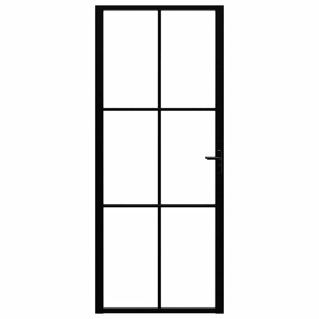 Innerdør ESG-glass og aluminium 83x201,5 cm svart