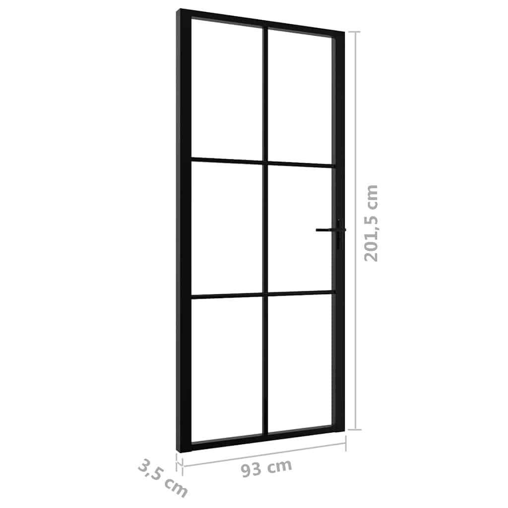 Innerdør ESG-glass og aluminium 93x201,5 cm svart