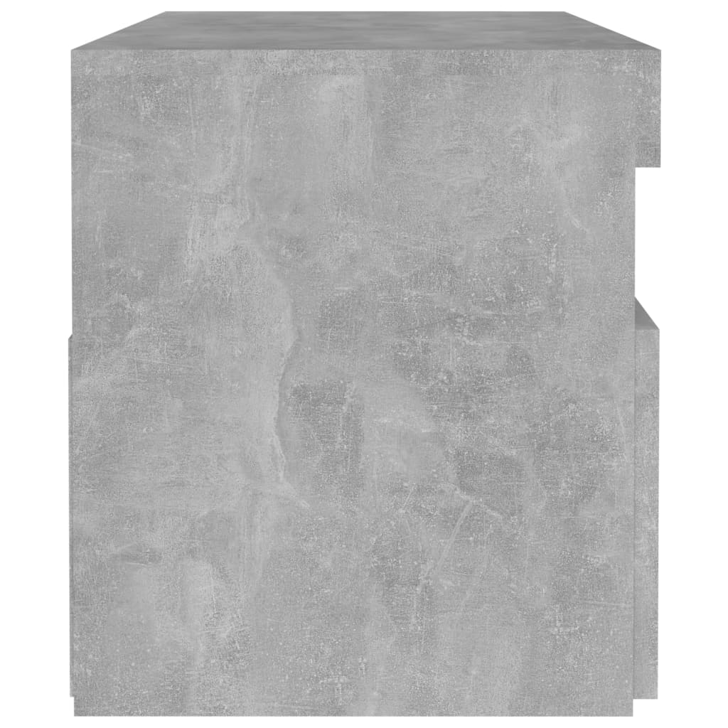 Nattbord & LED-lys betonggrå 60x35x40 cm