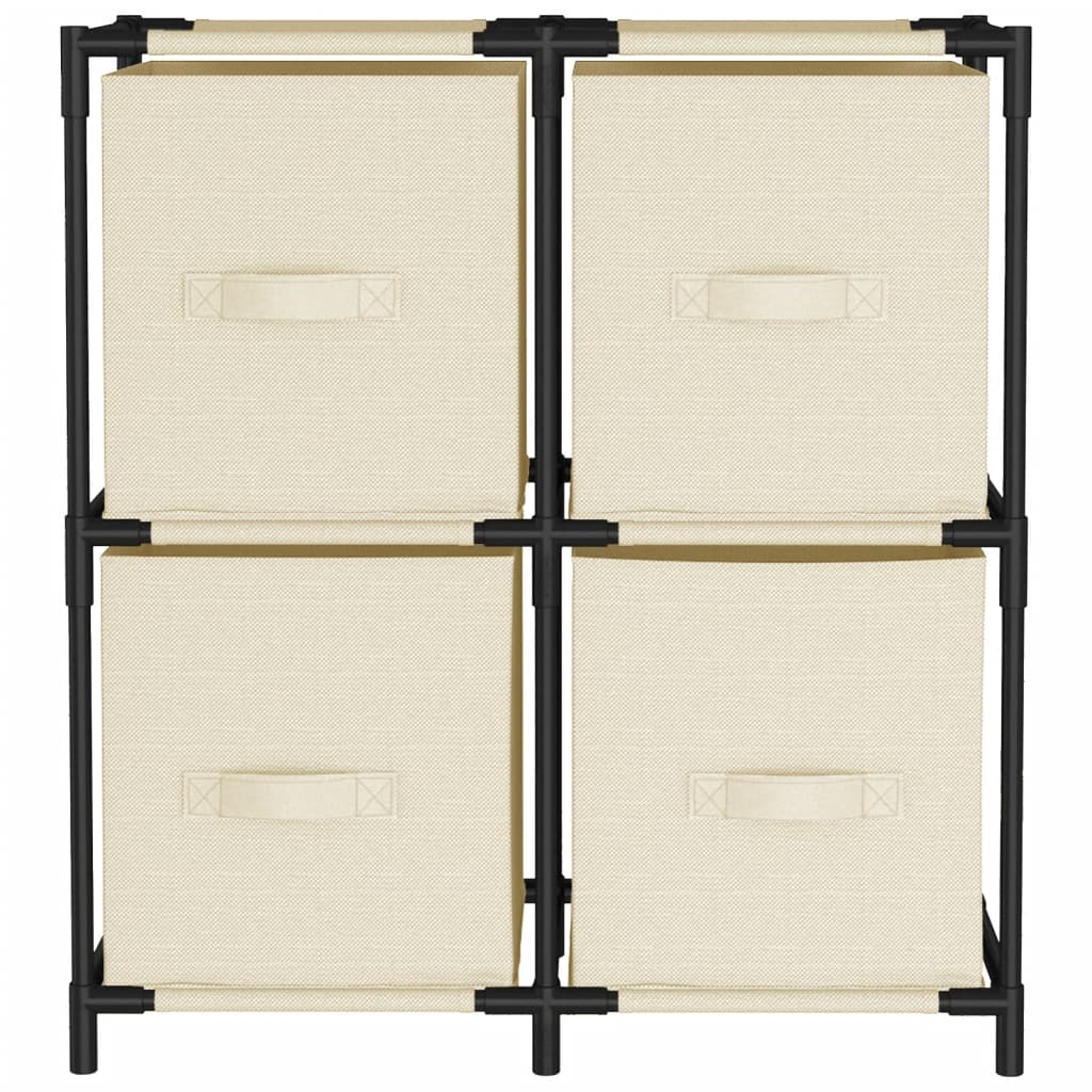 Oppbevaringsskap med 4 stoffkurver kremhvit 63x30x71 cm stål