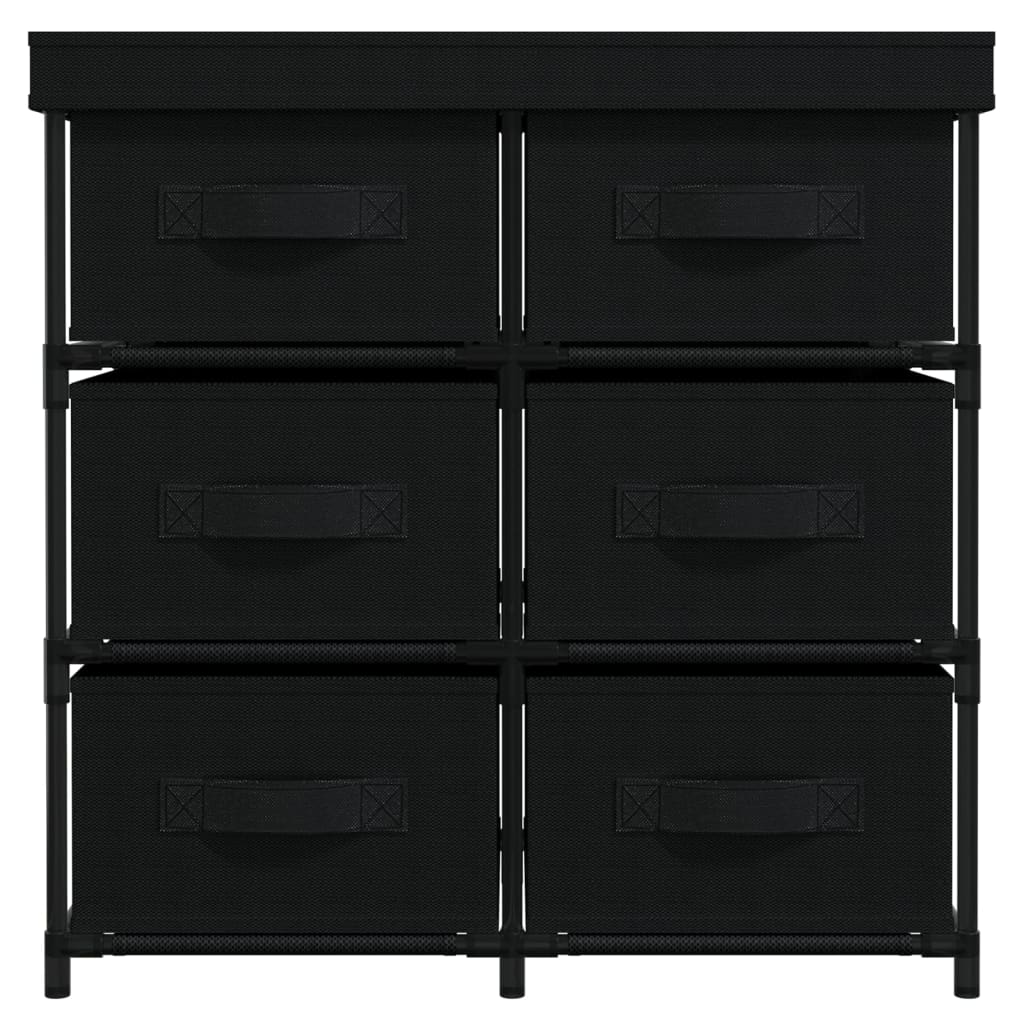 Oppbevaringsskap med 6 skuffer 55x29x55 cm svart stål