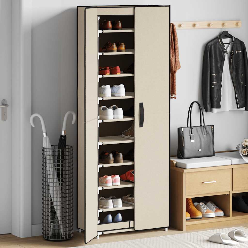 Skoskap kremhvit 60x30x166 cm stoff