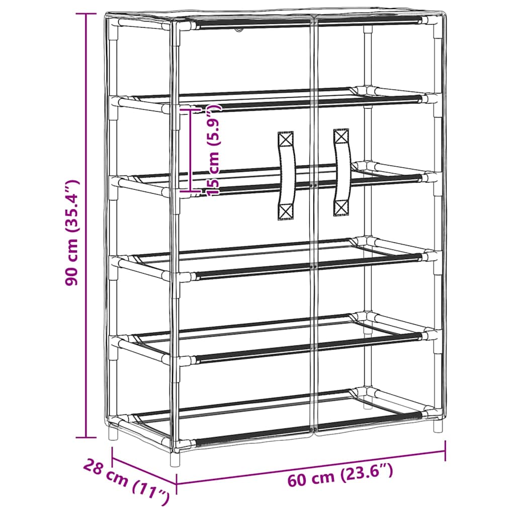 Skoskap svart 60x28x90 cm stoff