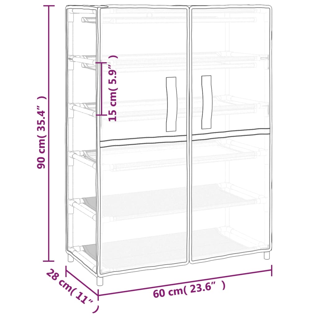 Skoskap kremhvit 60x28x90 cm stoff