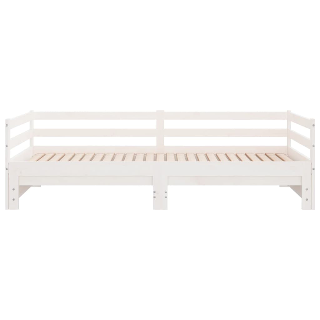 Uttrekkbar dagseng hvit heltre furu 2x(90x200) cm