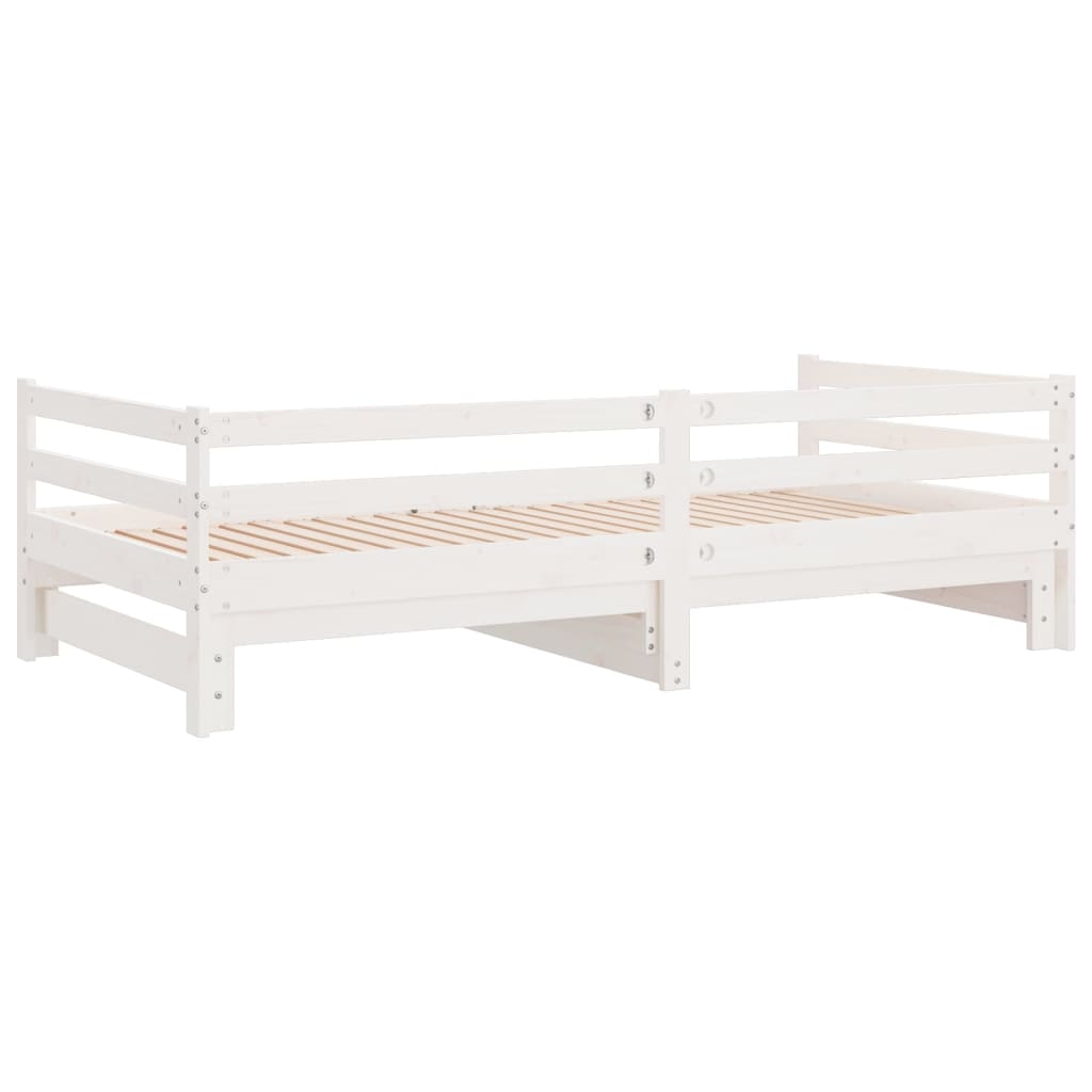 Uttrekkbar dagseng hvit heltre furu 2x(90x200) cm