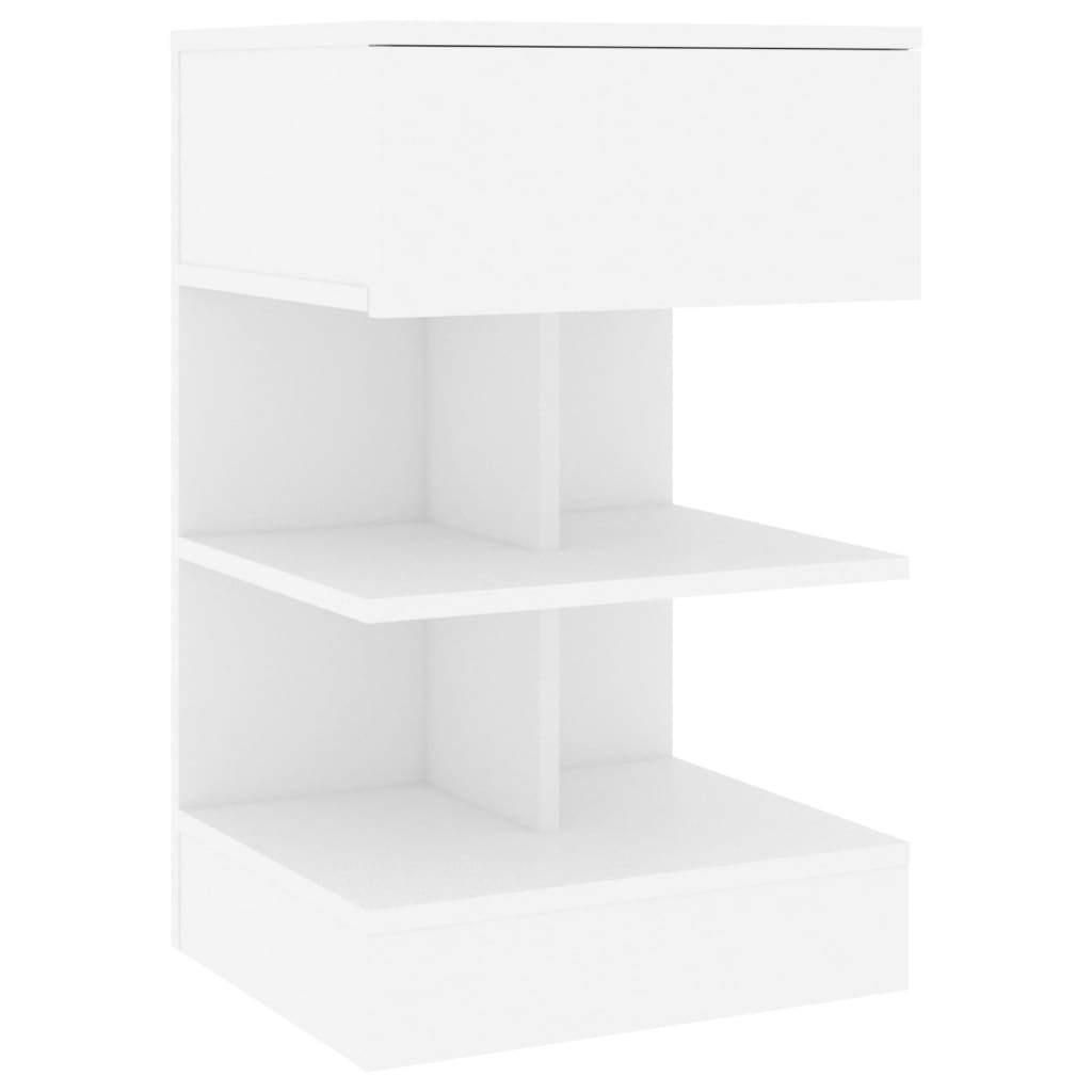 Nattbord hvit 40x35x65 cm konstruert tre
