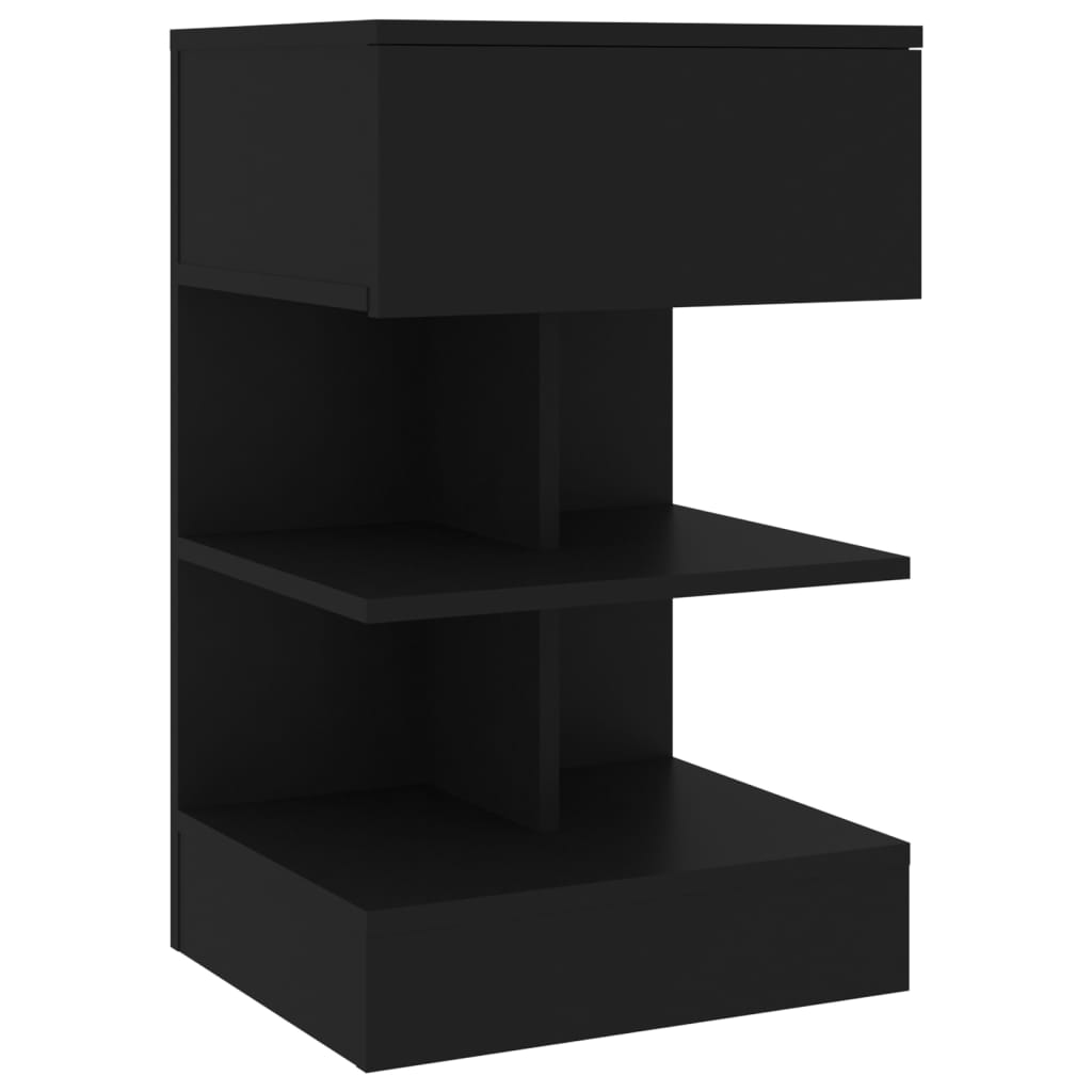 Nattbord svart 40x35x65 cm konstruert tre