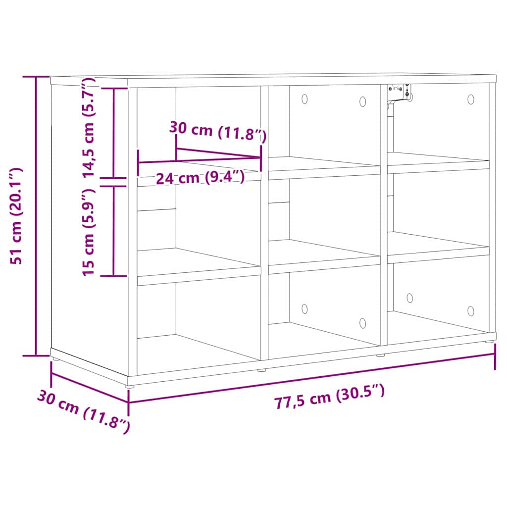 Sko Skap med hylle Sonoma eik 77,5 x 30 x 51 cm Konstruert tre