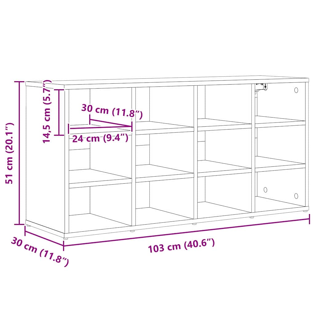 Sko Skap med hylle Sonoma eik 103 x 30 x 51 cm Konstruert tre