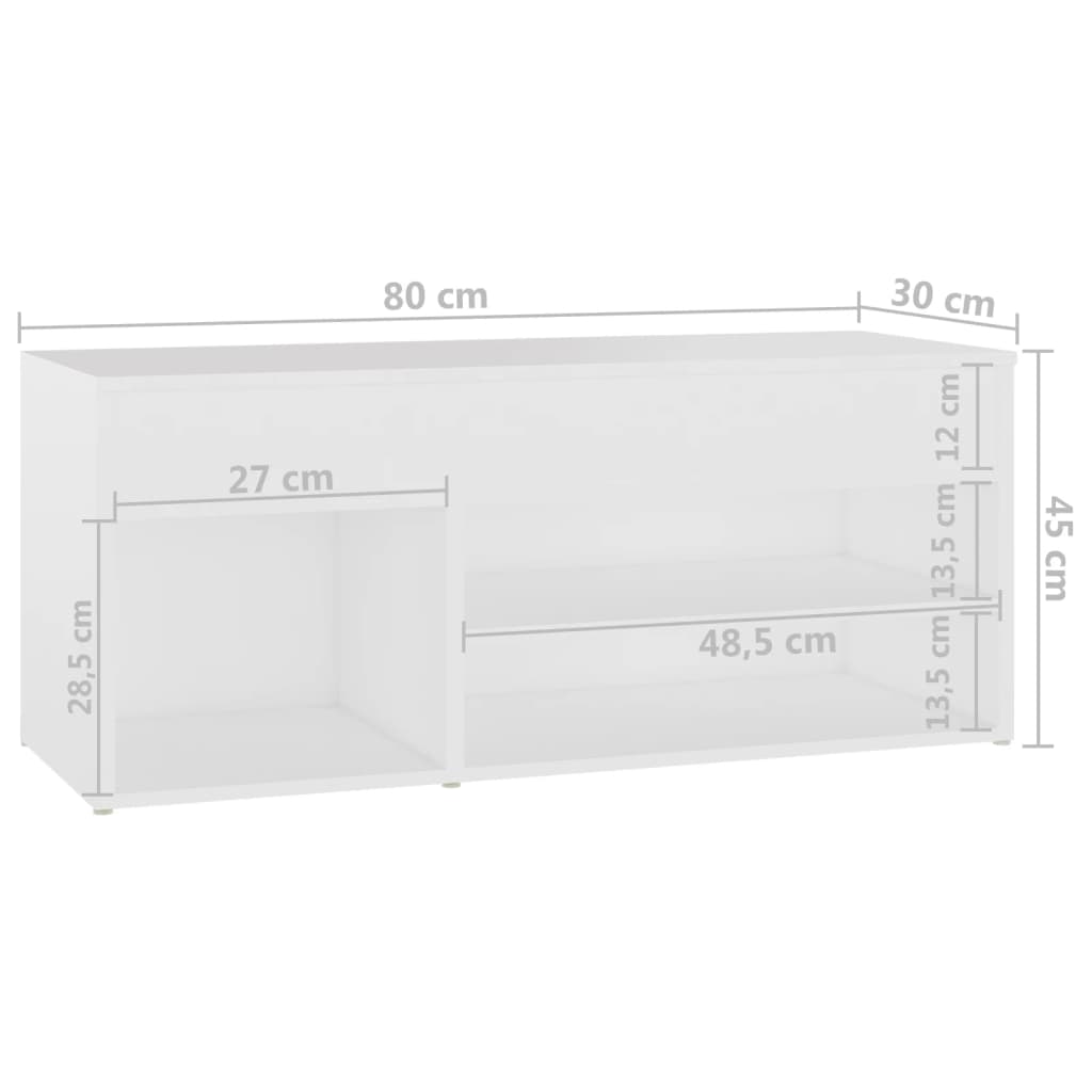 Skobenk hvit 80x30x45 cm konstruert tre