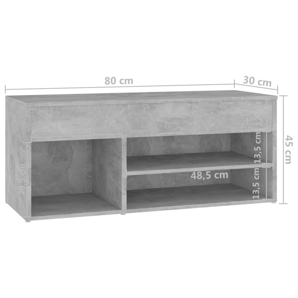 Skobenk betonggrå 80x30x45 cm konstruert tre