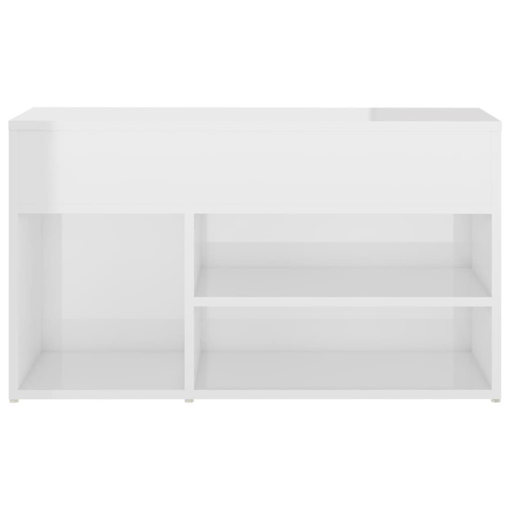 Skobenk høyglans hvit 80x30x45 cm konstruert tre