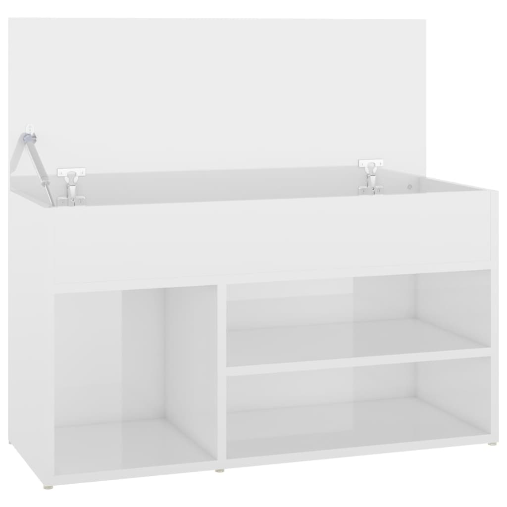 Skobenk høyglans hvit 80x30x45 cm konstruert tre