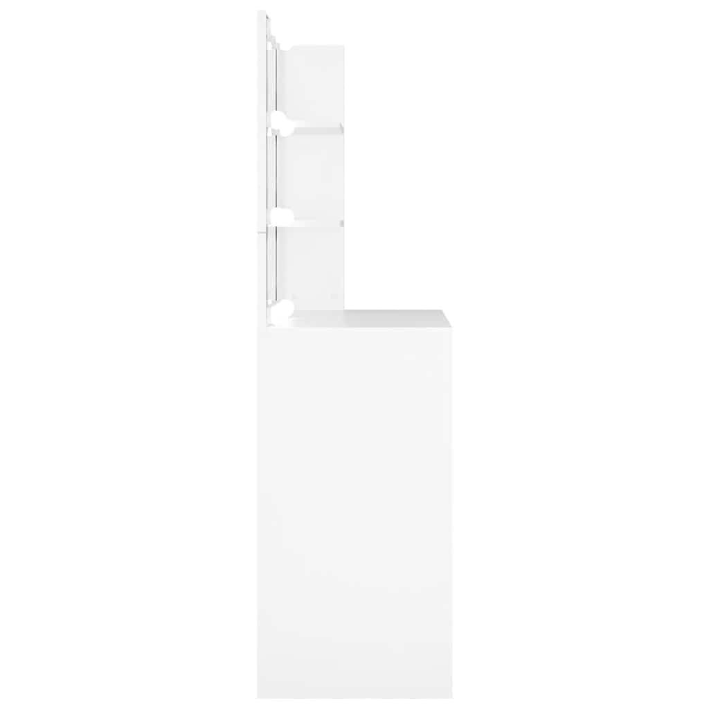 Sminkebord med LED hvit 74,5x40x141 cm