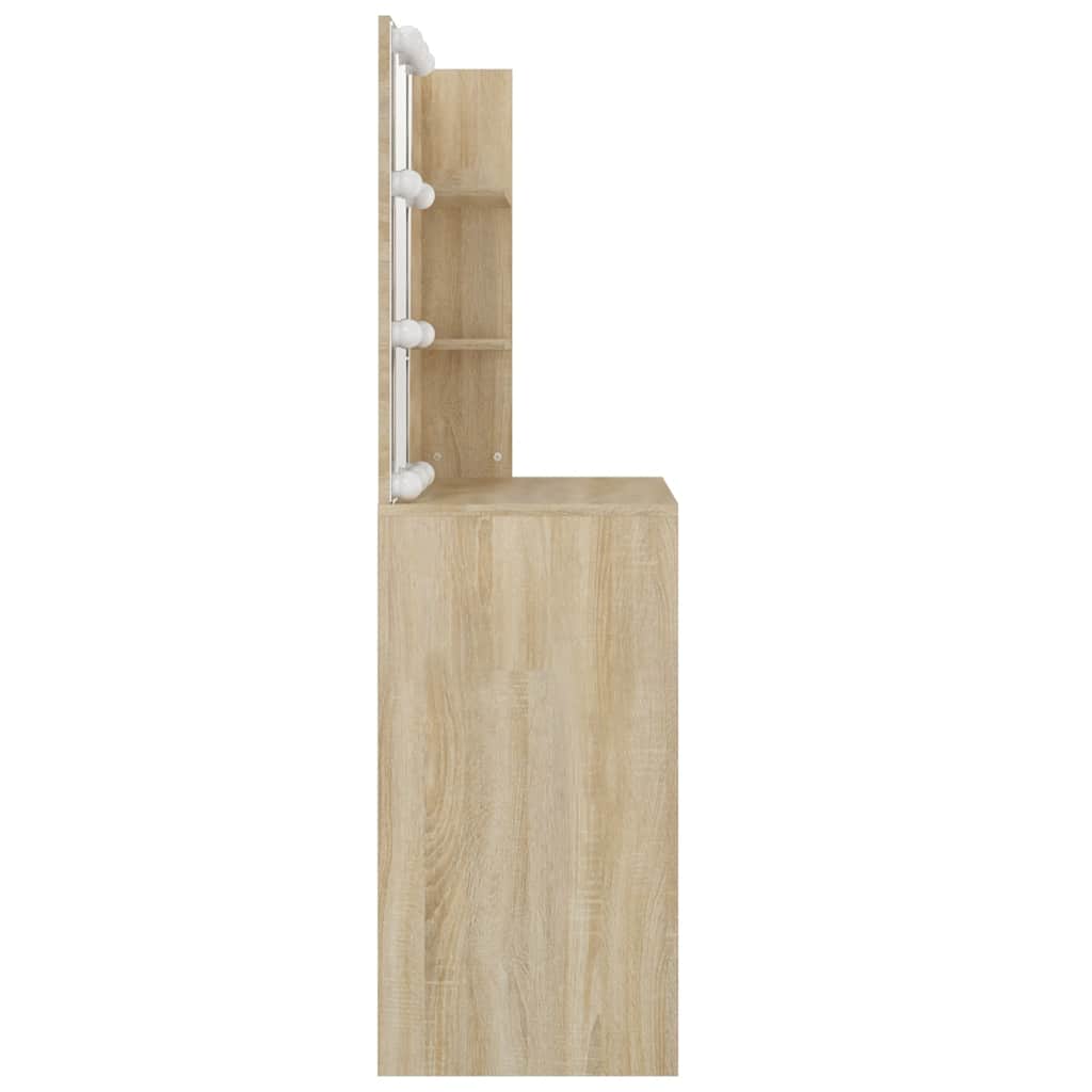Sminkebord med LED sonoma eik 74,5x40x141 cm konstruert tre