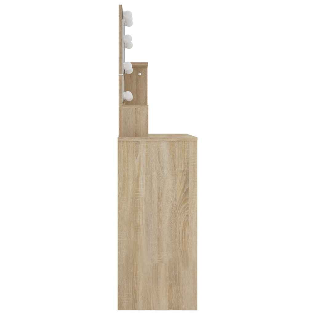 Sminkebord med LED sonoma eik 86,5x35x136 cm