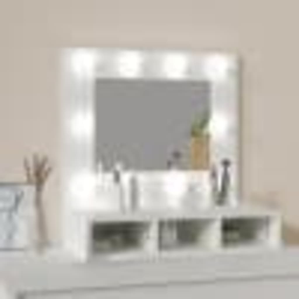 Speilskap med LED hvit 60x31,5x62 cm