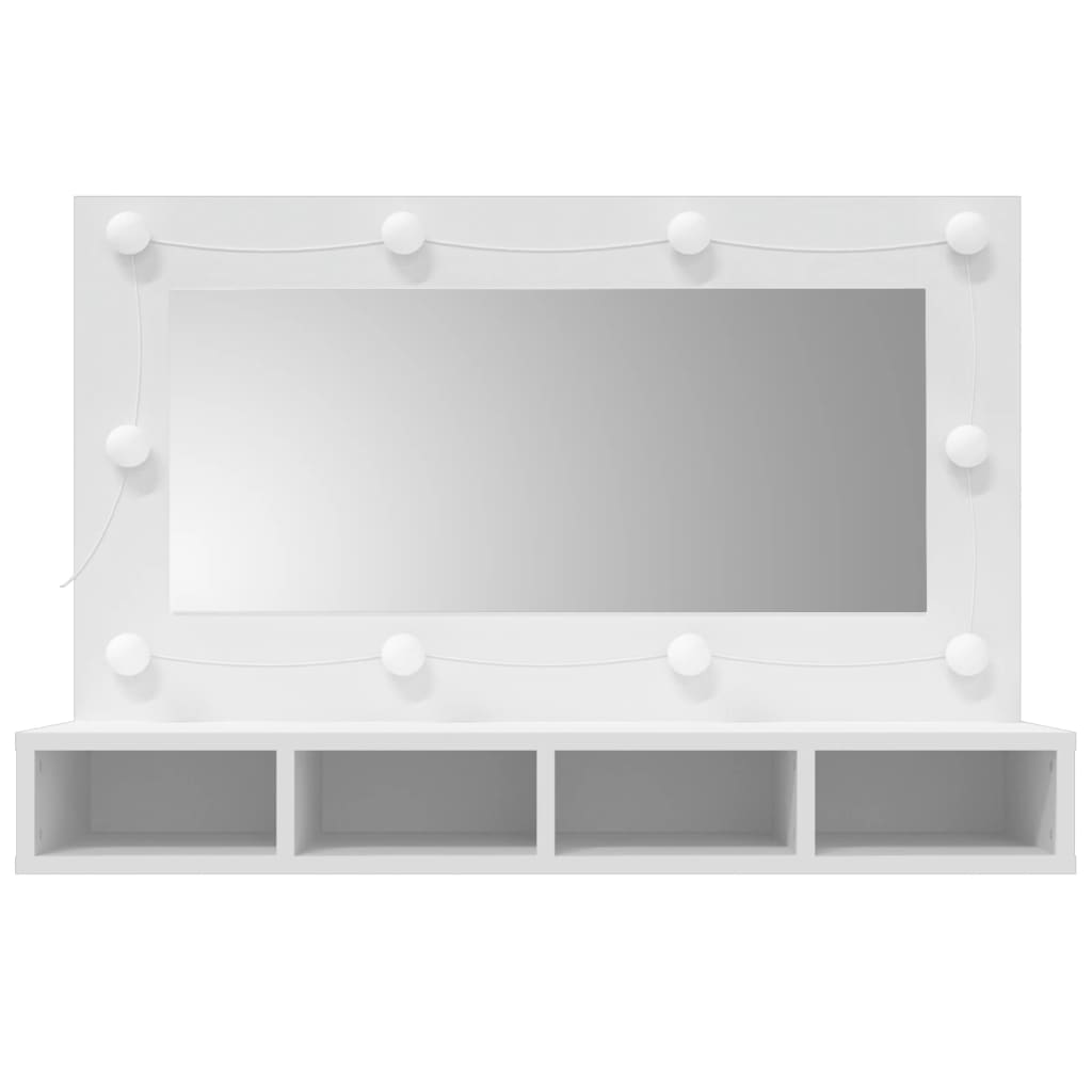 Speilskap med LED hvit 90x31,5x62 cm