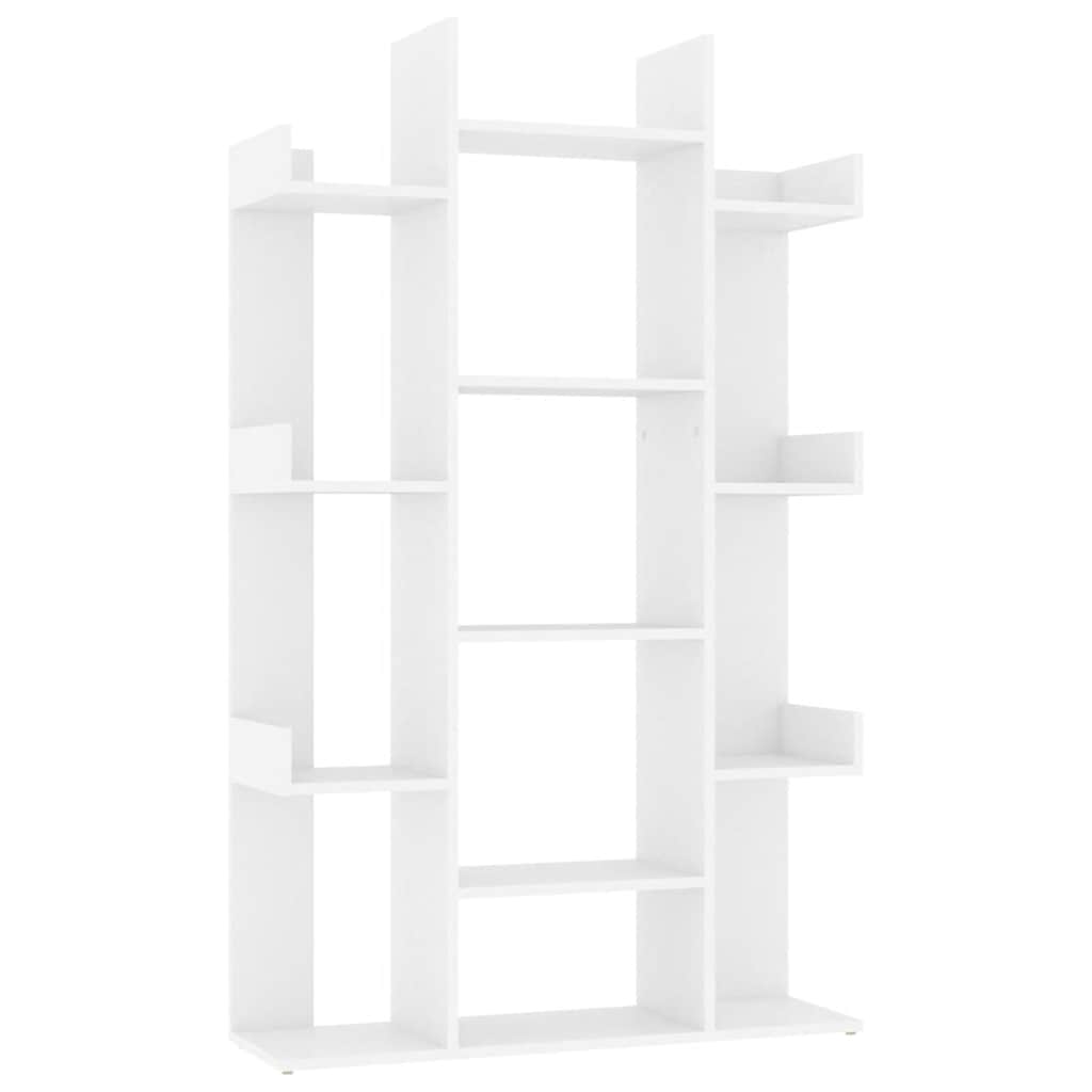 Bokhylle hvit 86x25,5x140 cm konstruert tre