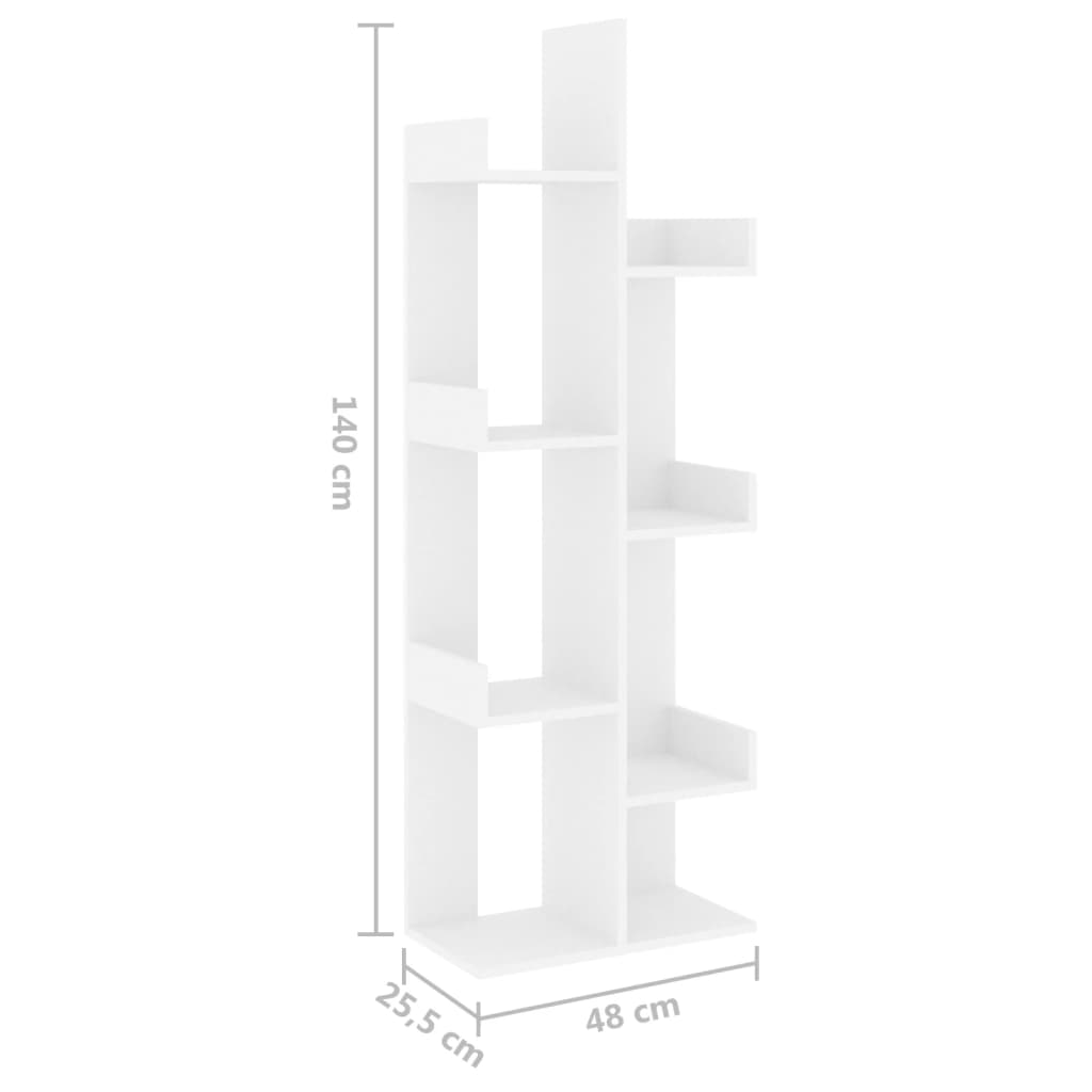 Bokhylle hvit 48x25,5x140 cm konstruert tre