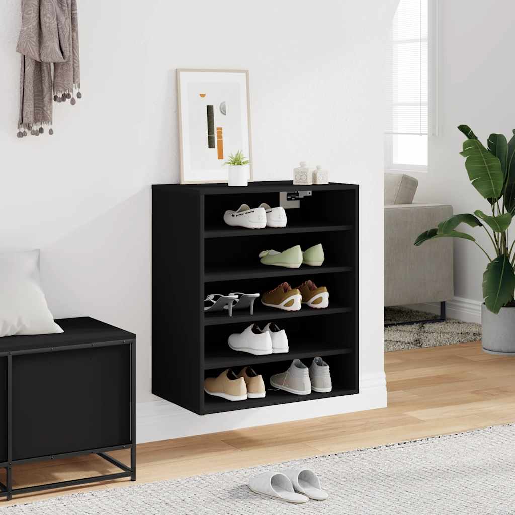 Skoskap svart 60x35x70 cm konstruert tre