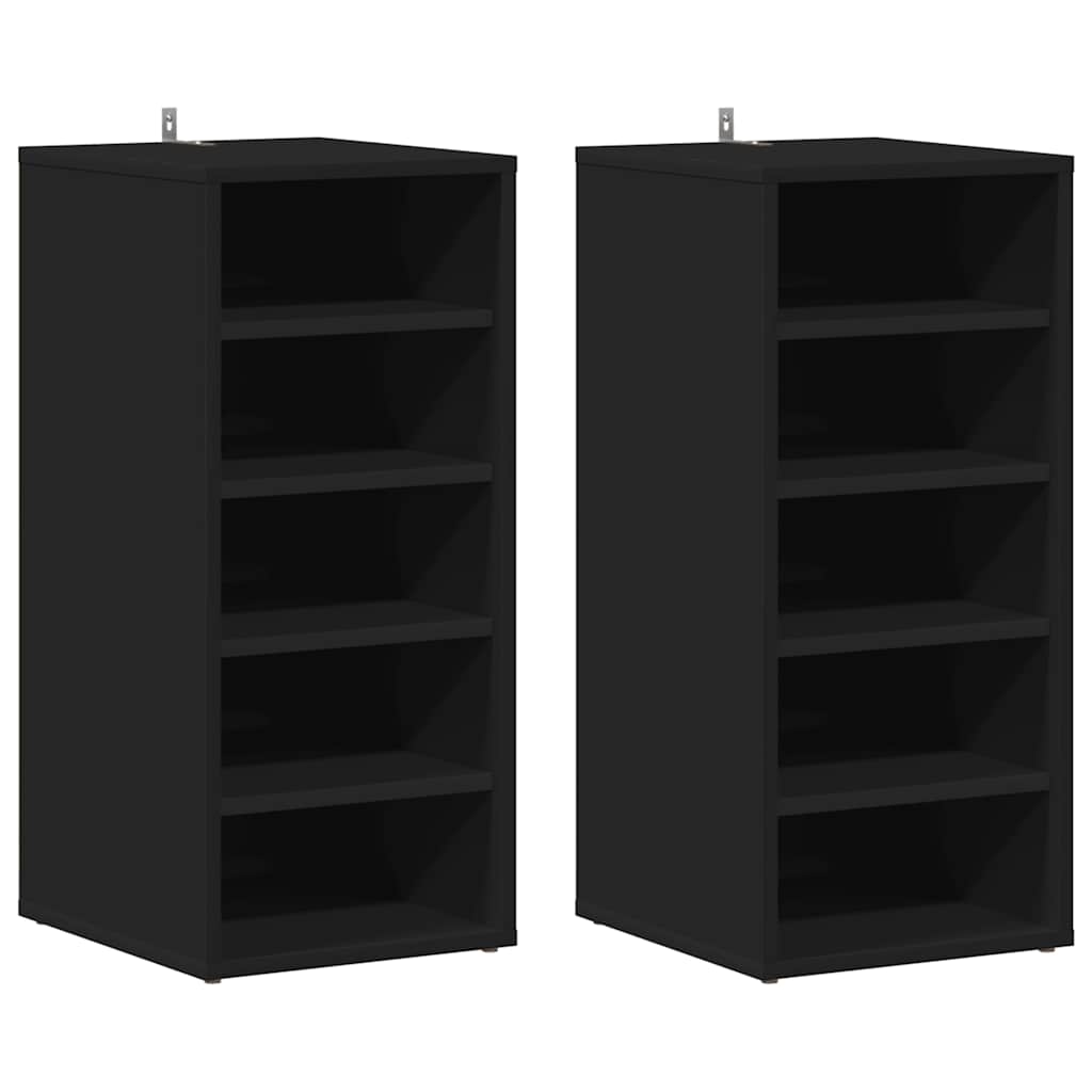Skoskap svart 2 stk 31,5x35x70 cm konstruert tre