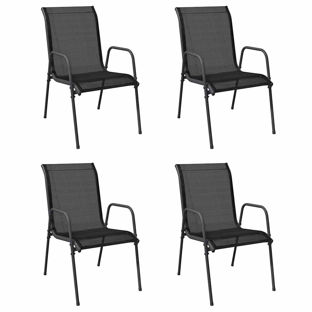 Hagestoler 4 stk stål og textilene svart