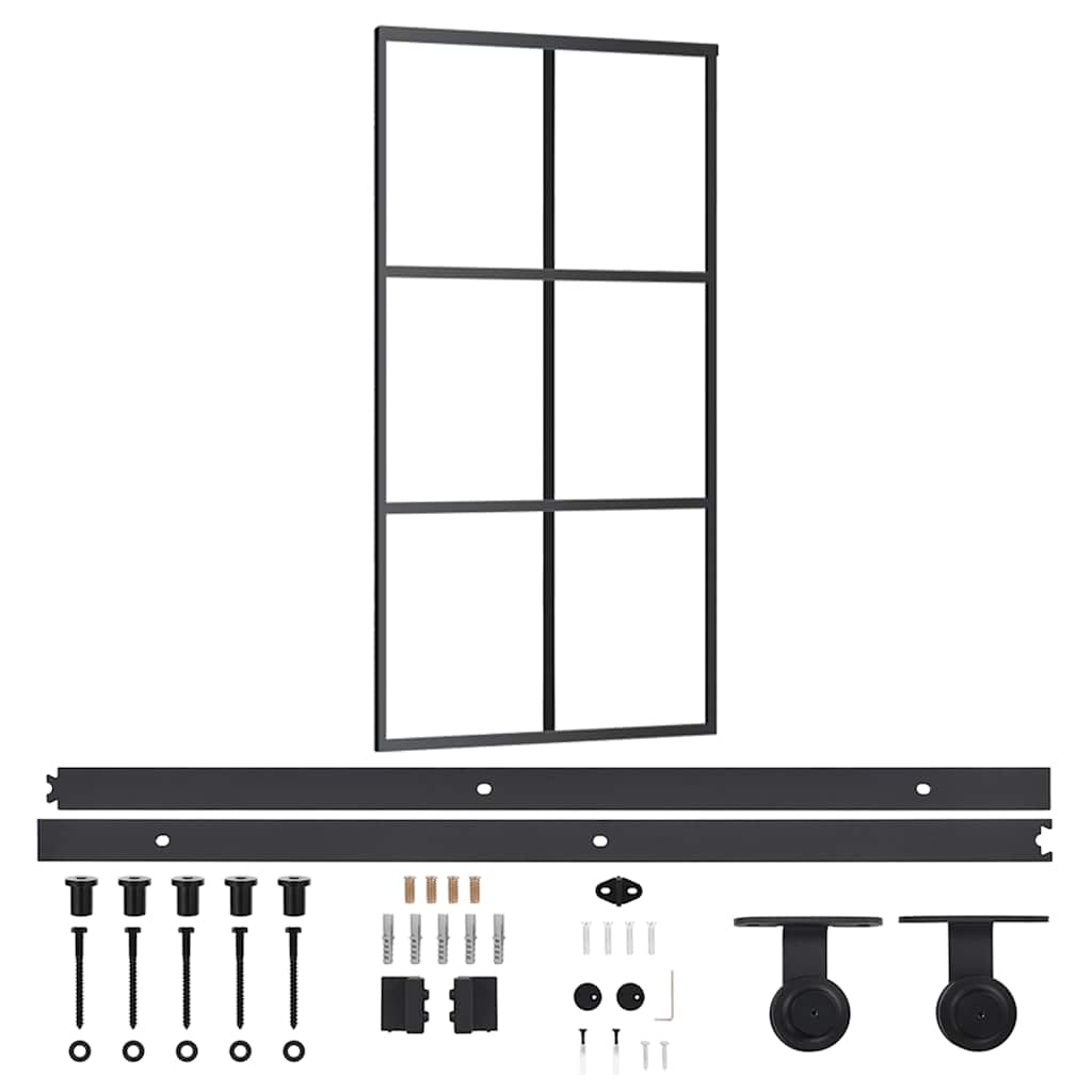 Skyvedør med monteringssett 102x205 cm ESG glass og aluminium