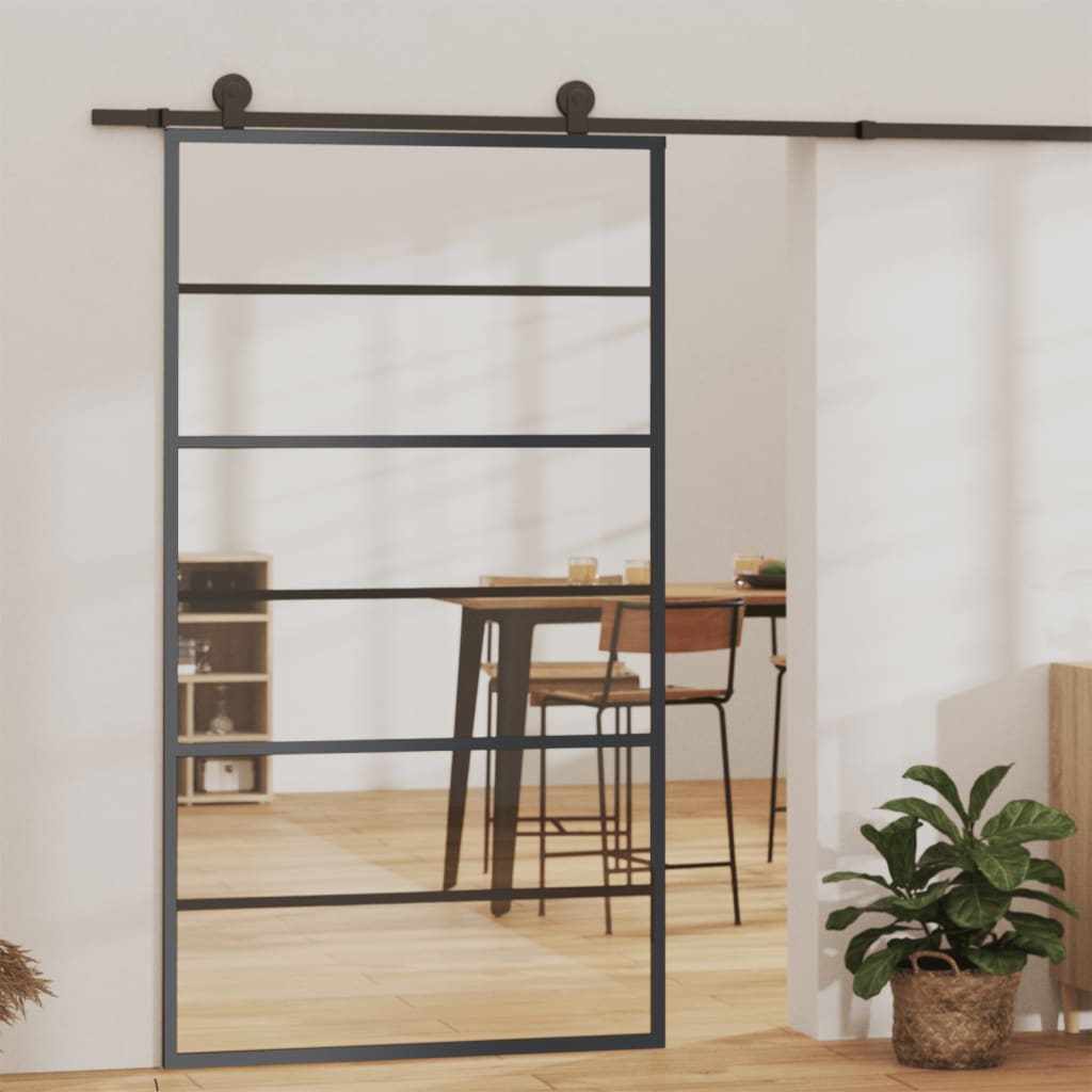 Skyvedør med monteringssett 102x205 cm ESG glass og aluminium