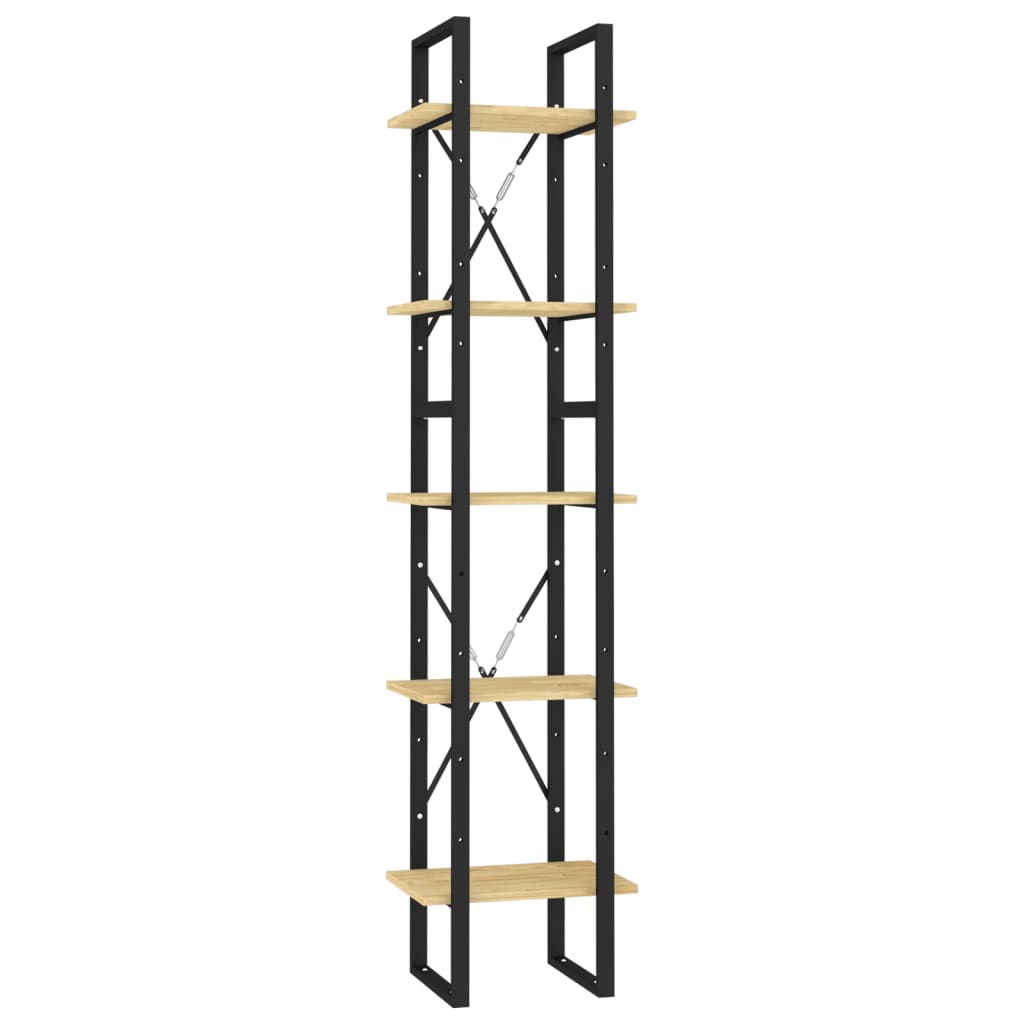 Bokhylle 5 etasjer brun 40x30x175 cm furu