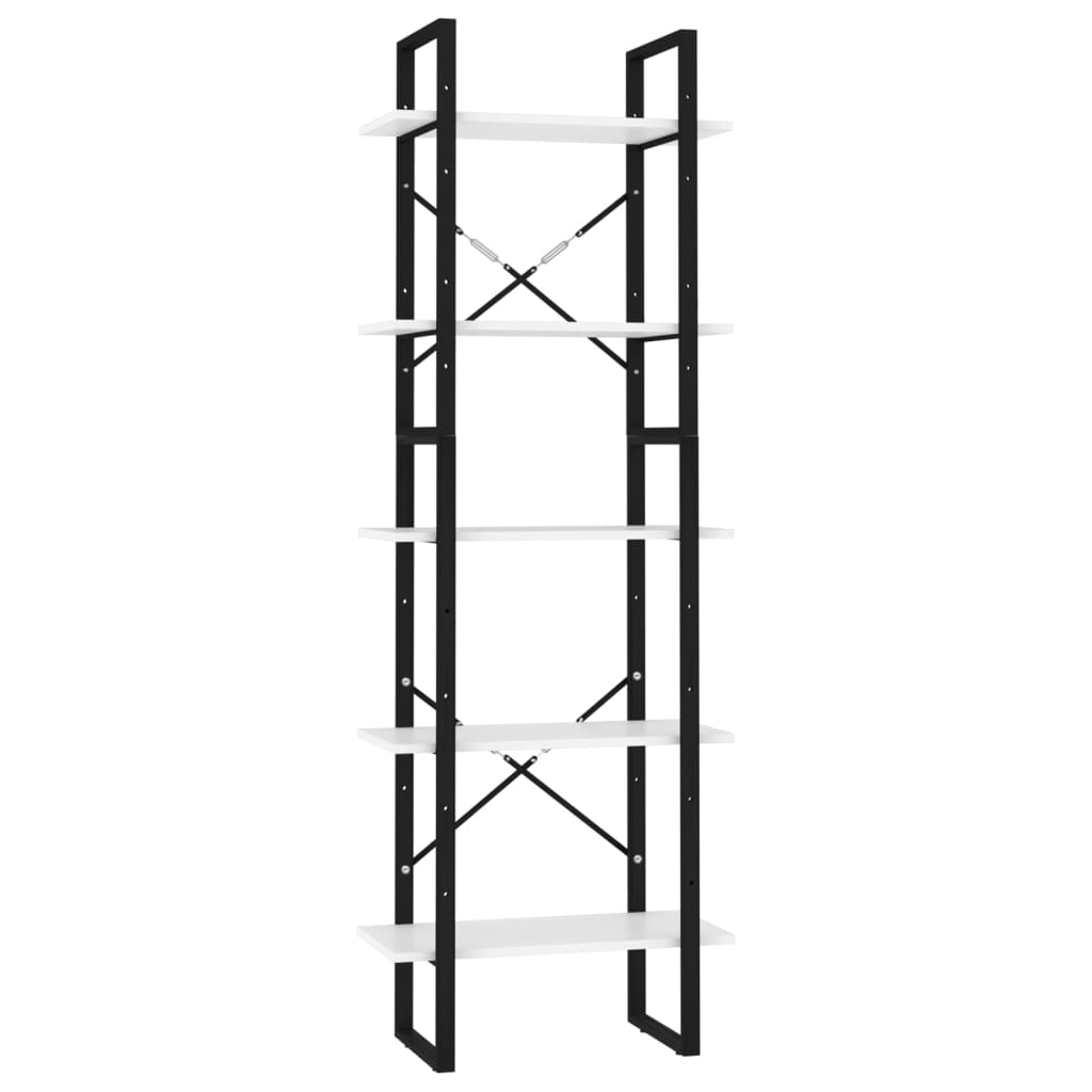 Bokhylle 5 nivåer hvit 60x30x175 cm konstruert tre