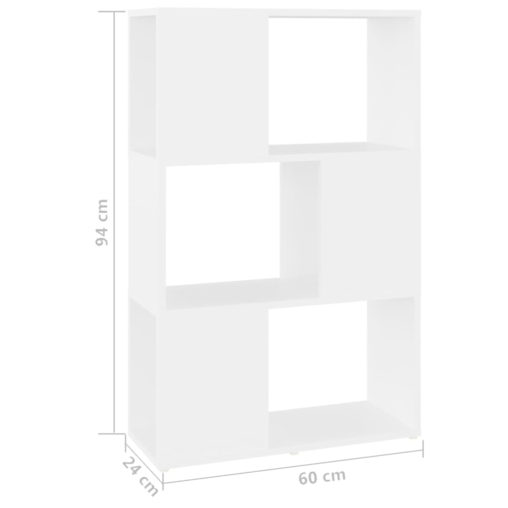Bokhylle/romdeler hvit 60x24x94 cm konstruert tre
