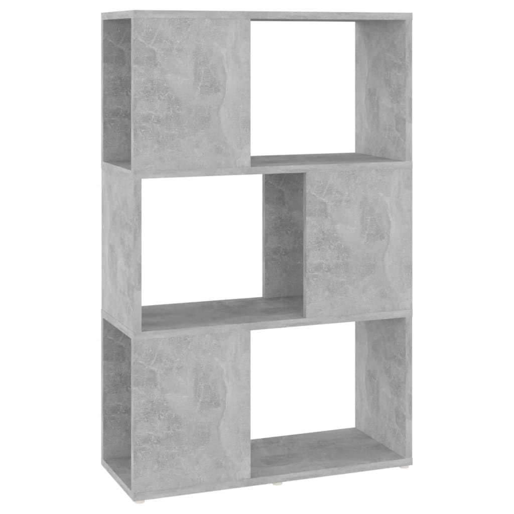 Bokhylle/romdeler betonggrå 60x24x94 cm konstruert tre