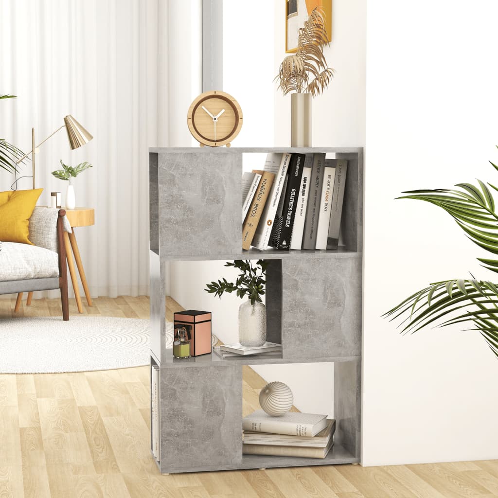 Bokhylle/romdeler betonggrå 60x24x94 cm konstruert tre