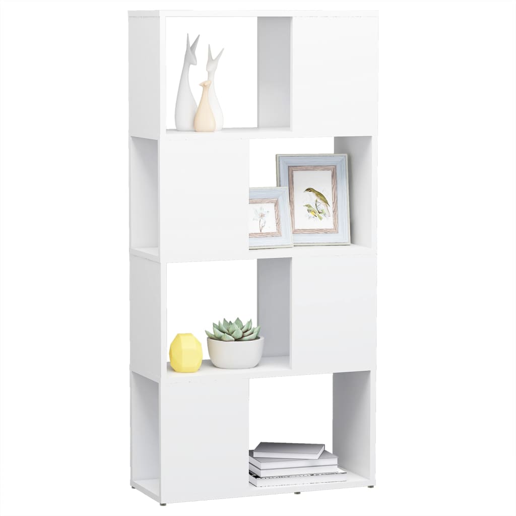 Bokhylle/romdeler hvit 60x24x124,5 cm konstruert tre
