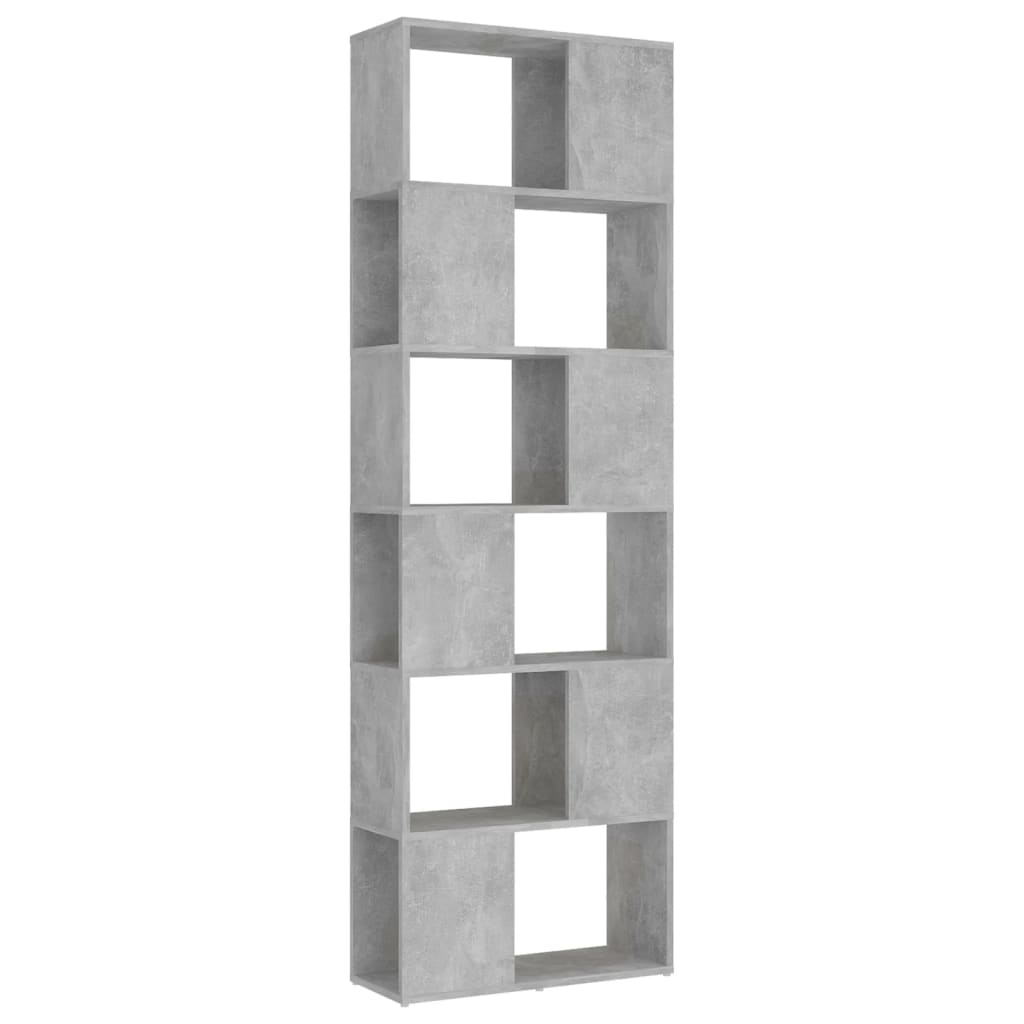 Bokhylle/romdeler betonggrå 60x24x186 cm konstruert tre