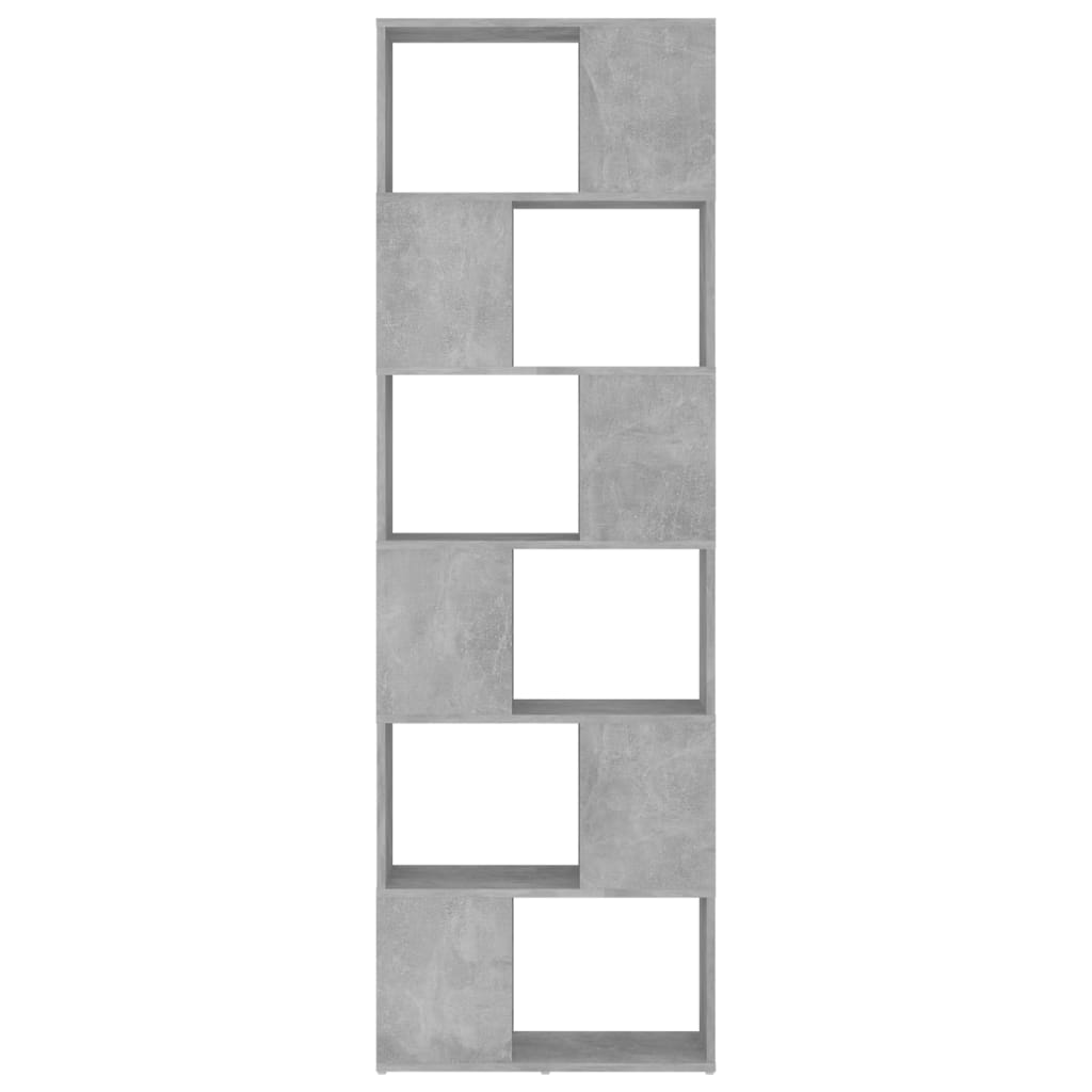 Bokhylle/romdeler betonggrå 60x24x186 cm konstruert tre