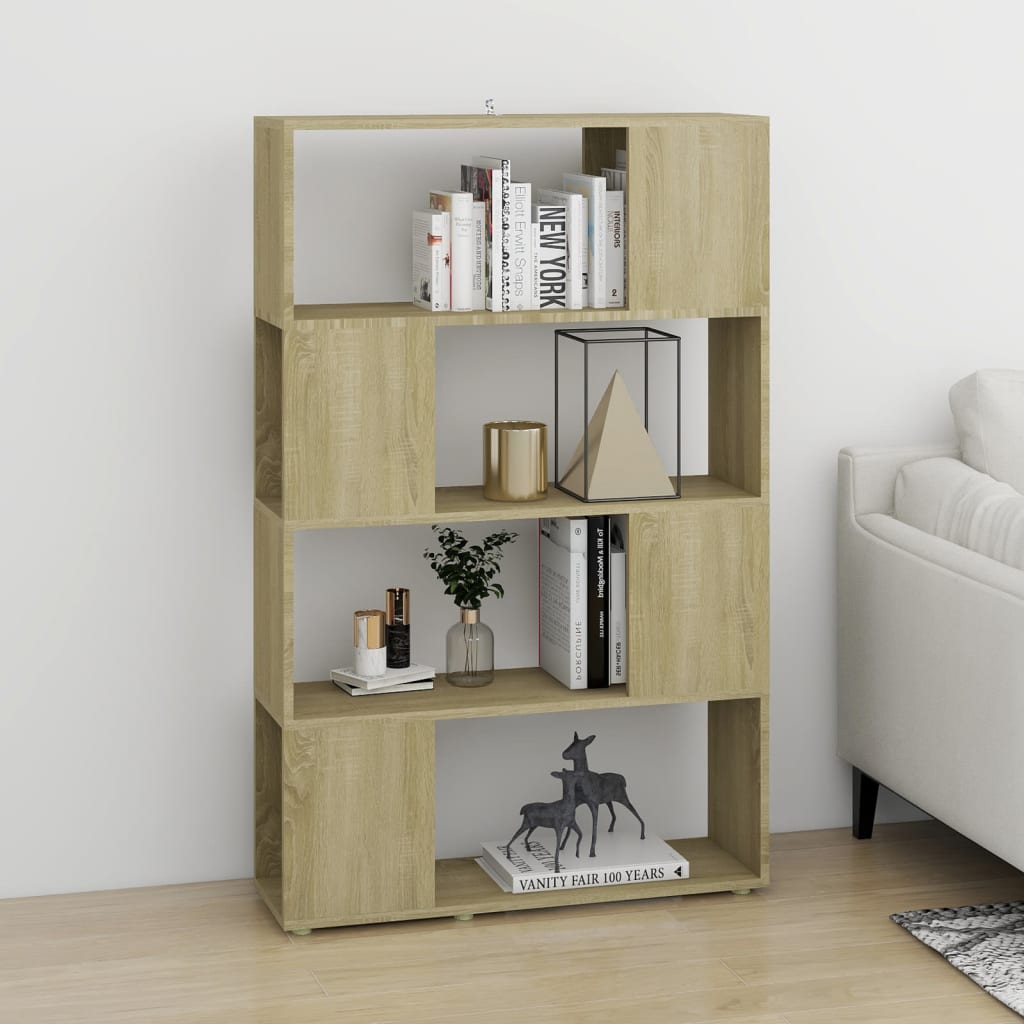 Bokhylle/romdeler sonoma eik 80x24x124,5 cm konstruert tre