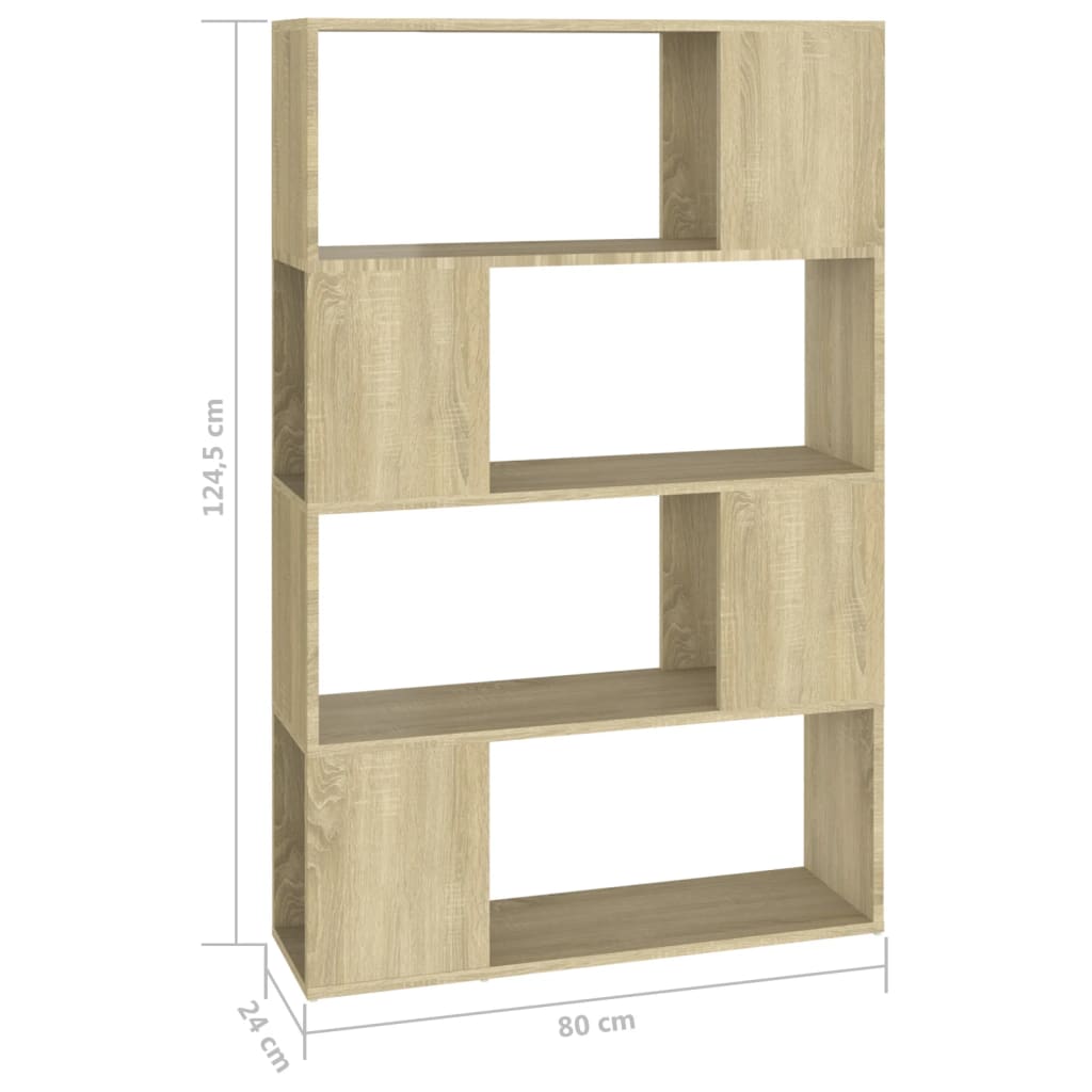 Bokhylle/romdeler sonoma eik 80x24x124,5 cm konstruert tre