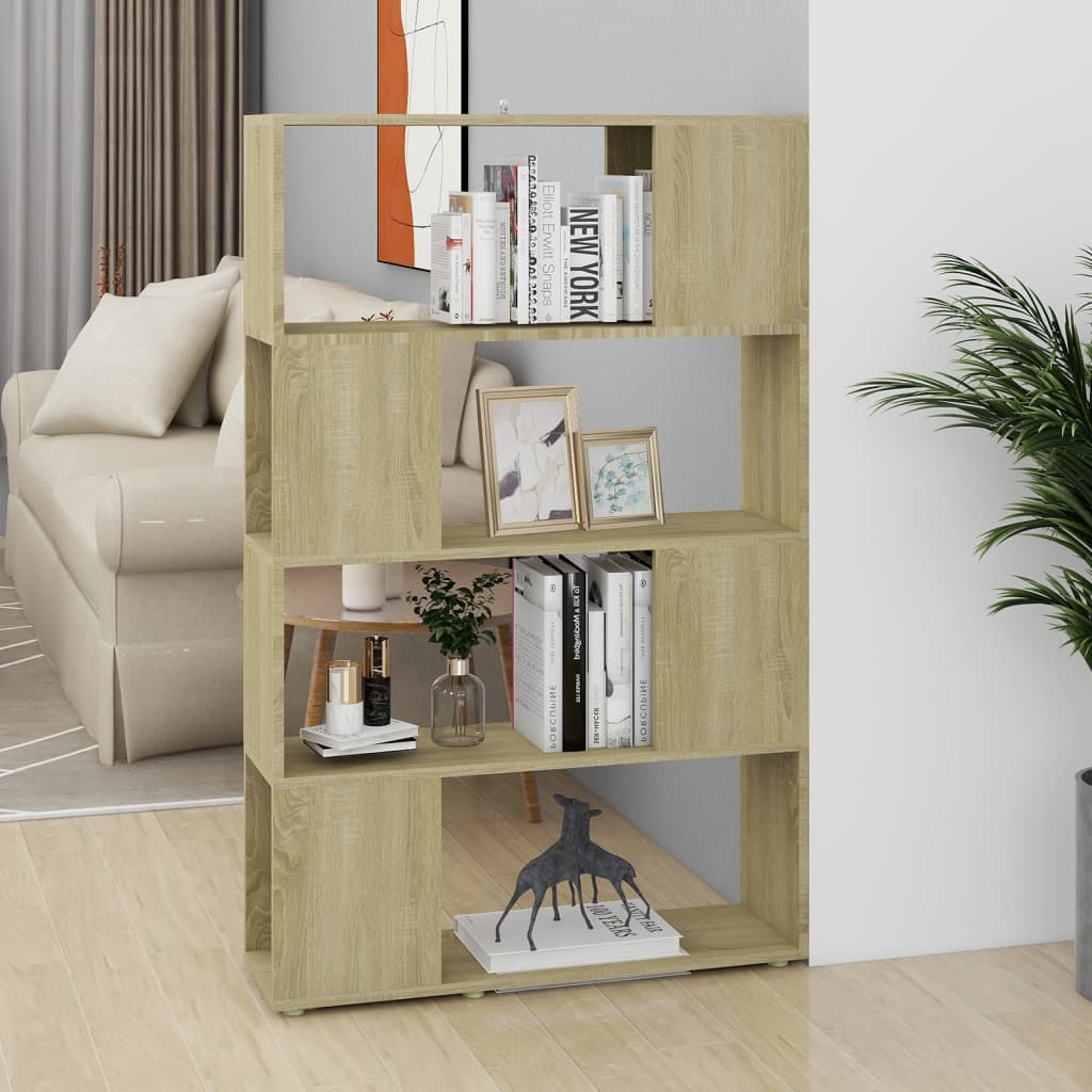 Bokhylle/romdeler sonoma eik 80x24x124,5 cm konstruert tre