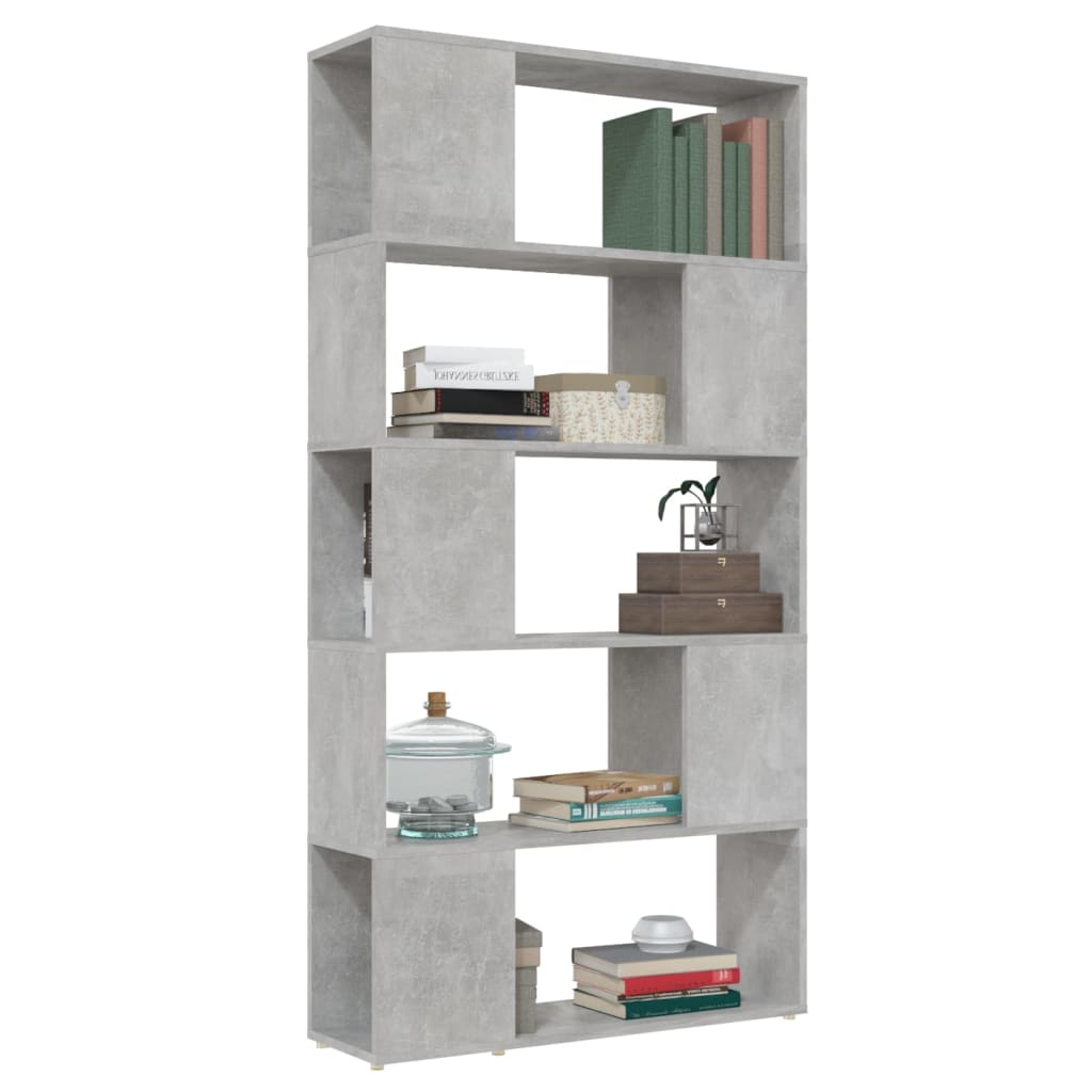 Bokhylle/romdeler betonggrå 80x24x155 cm konstruert tre