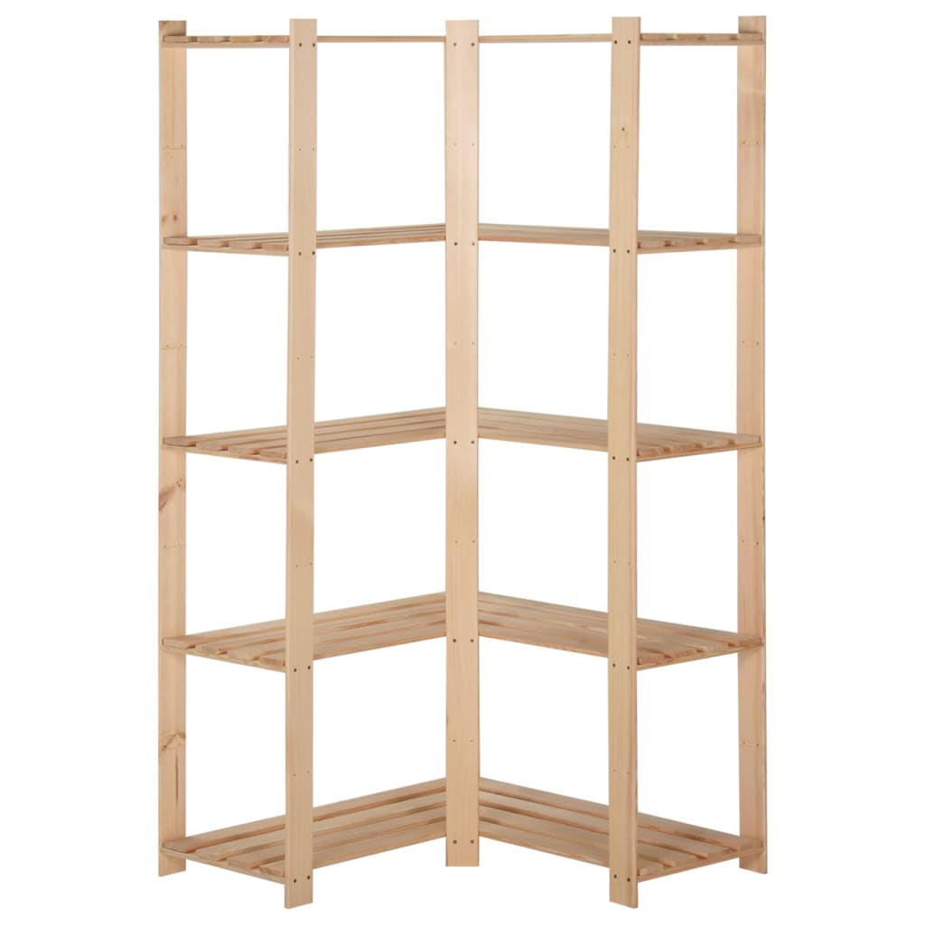 Hjørnehylle 5 etasjer 82,5x82,5x170 cm heltre furu