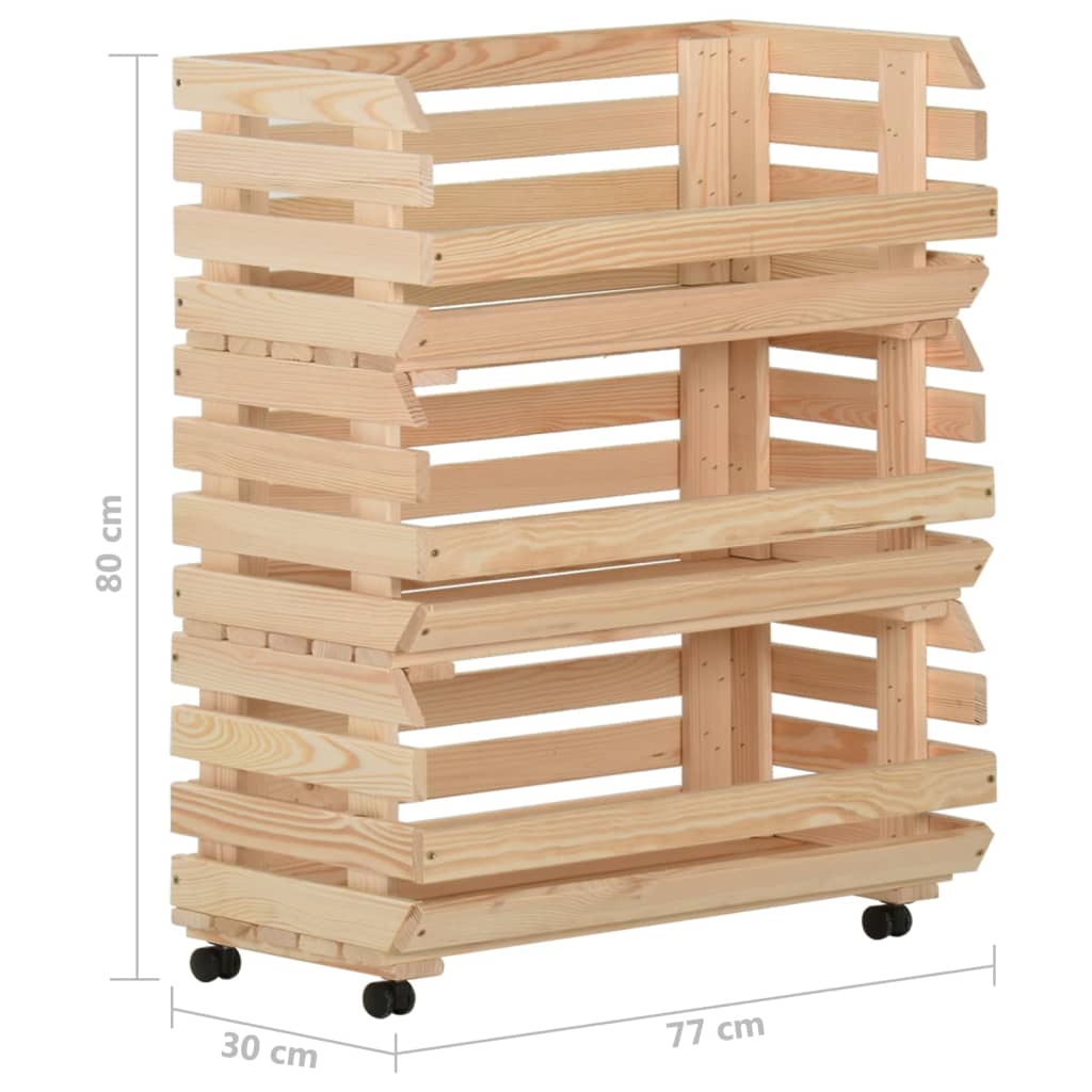 Grønnsakstralle 77x30x80 cm heltre furu
