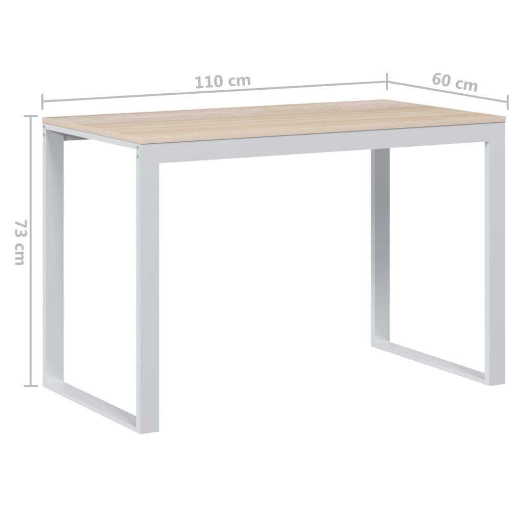 Databord hvit og eik 110x60x73 cm sponplate
