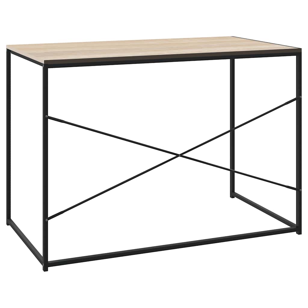 Databord svart og eik 110x60x70 cm konstruert tre