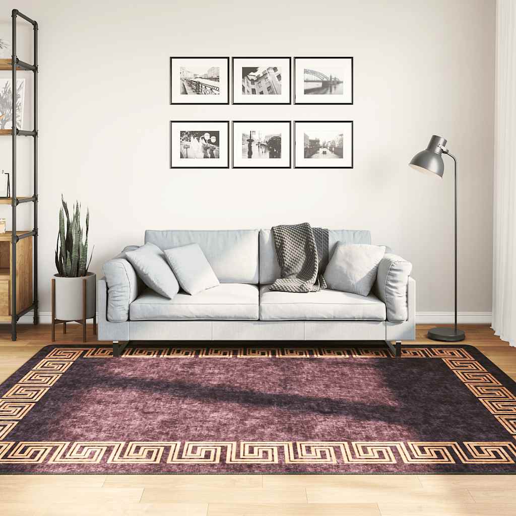 Vaskbart teppe 160x230 cm svart og gull