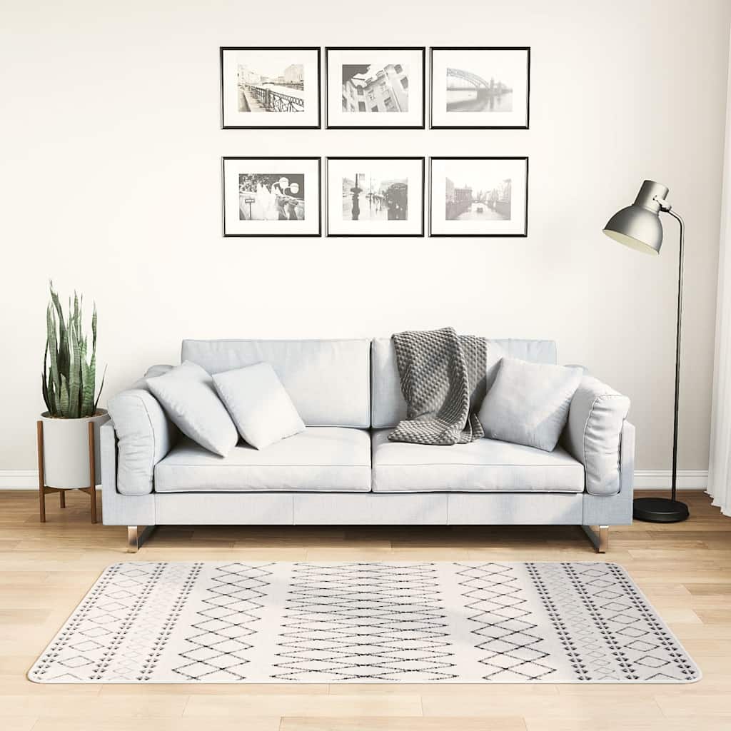 Vaskbart teppe 80x150 cm svart og hvit