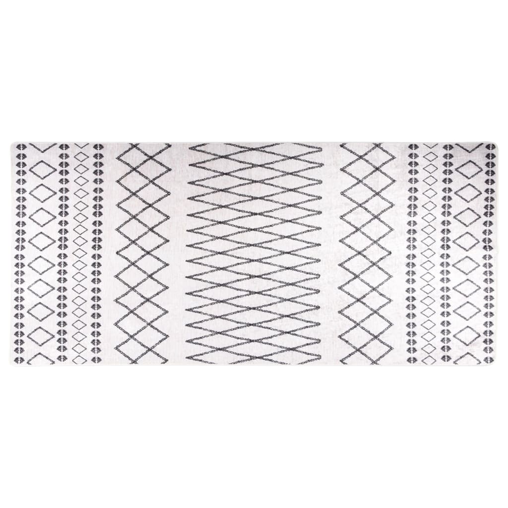 Vaskbart teppe 80x300 cm svart og hvit